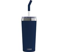 Sigg - Gobelet Isotherme Avec Paille en Verre Durable - Travel Mug Helia Night Ink - Avec Brosse De Nettoyage - Étanche - Sans BPA - En Acier Inoxydable 18/8 - Yoga & Sport en Salle - Bleu - 0,6L