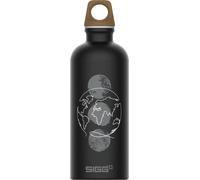 Sigg - Gourde Aluminium - Traveller MyPlanet Motif Direction - Certifiée Neutre En CO2 - Convient Aux Boissons Gazeuses - Étanche & Légère - Sans BPA - Pour Sport, Camping, Randonnée - Noir - 0,6L