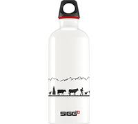 Sigg - Gourde Aluminium - Traveller Swiss Craft - Certifiée Neutre En CO2 - Convient Aux Boissons Gazeuses - Étanche & Légère - Sans BPA - Pour Sport, Camping, Randonnée - Blanc Décor Suisse - 0,6L