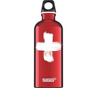 Sigg - Gourde Aluminium - Traveller Swiss Red - Certifiée Neutre En CO2 - Convient Aux Boissons Gazeuses - Étanche & Légère - Sans BPA - Pour Sport, Camping, Randonnée - Rouge Croix Suisse - 0,6L