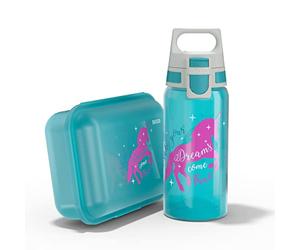 Sigg - Gourde Enfant 0,5L & Lunch Box 1L Viva - Set Cadeau Licorne - Poids Plume - Lavable Au Lave-Vaisselle - Sans BPA - Idéal Pour L'Ecole - Bleu