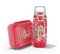 Sigg - Gourde Enfant 0,5L & Lunch Box 1L Viva - Set Cheveaux - Poids Plume - Lavable Au Lave-Vaisselle - Sans BPA - Idéal Pour L'Ecole - Rose