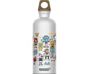 Sigg - Gourde Enfant Aluminium - Traveller MyPlanet Friends - Convient Aux Boissons Gazeuses - École & Sport - Étanche & Légère - Sans BPA - Neutre En CO2 - Argenté Motif Monstres Rigolos - 0,6L