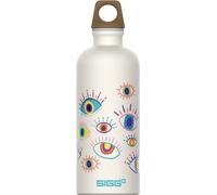Sigg - Gourde Enfant Aluminium - Traveller MyPlanet Vision - Convient Aux Boissons Gazeuses - École & Sport - Étanche & Légère - Sans BPA - Neutre En CO2 - Blanc Nacré Motif Yeux Colorés - 0,6L