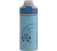 Sigg - Gourde Enfant avec Paille En Aluminium - Miracle Dino Drive - Étanche - Poids Plume - Sans BPA - Certifiée Neutre En CO2 - École & Sport - Bleu Motif Dinosaure en Voiture - 0,4L