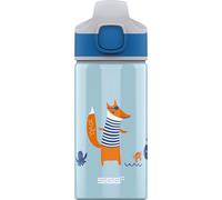 Sigg - Gourde Enfant avec Paille En Aluminium - Miracle Fox - Étanche - Poids Plume - Sans BPA - Certifiée Neutre En CO2 - École & Sport - Bleu Clair Motif Renard Pirate - 0,4L