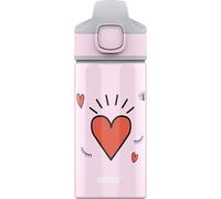 Sigg - Gourde Enfant avec Paille En Aluminium - Miracle Girl Power - Étanche - Poids Plume - Sans BPA - Certifiée Neutre En CO2 - École & Sport - Rose Motif Cœur & Girl Power - 0,4L