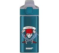 Sigg - Gourde Enfant avec Paille En Aluminium - Miracle Pirates- Étanche - Poids Plume - Sans BPA - Certifiée Neutre En CO2 - École & Sport - Bleu Foncé Motif Pirates - 0,4L
