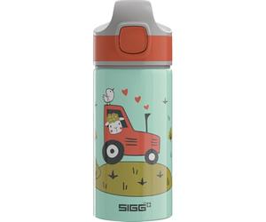 Sigg - Gourde Enfant avec Paille En Aluminium - Miracle Tractor Farm - Étanche - Poids Plume - Sans BPA - Certifiée Neutre En CO2 - École & Sport - Vert Motif Mouton en Tracteur - 0,4L