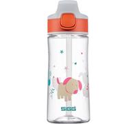 Sigg - Gourde Enfant avec Paille En Tritan - Miracle Puppy - Étanche - Passe au Lave-Vaisselle & Micro-ondes - Résiste aux Chocs - Sans BPA - Pour École & Sport - Orange Motif Chien - 0,45L