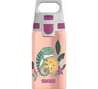 Sigg - Gourde Enfant En Acier Inoxydable - Shield One Flora - Pour l'École et le Sport - Convient Aux Boissons Gazeuses - Étanche & Légère - Sans BPA - Rose Motif Caméléon - 0,5L