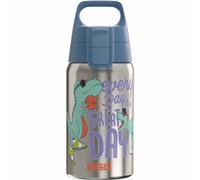 SIGG - Gourde Enfant En Acier Inoxydable - Shield One Great Day - Pour l'École et le Sport - Convient Aux Boissons Gazeuses - Étanche & Légère - Sans BPA - Inox Motif Dinos Basketteurs - 0,5L