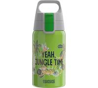 Sigg - Gourde Enfant En Acier Inoxydable - Shield One Jungle - Pour l'École et le Sport - Convient Aux Boissons Gazeuses - Étanche & Légère - Sans BPA - Vert Motif Animaux Sauvages - 0,5L