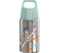 Sigg - Gourde Enfant En Acier Inoxydable - Shield One Pilot - Pour l'École et le Sport - Convient Aux Boissons Gazeuses - Étanche & Légère - Sans BPA - Inox Motif Avion - 0,5L
