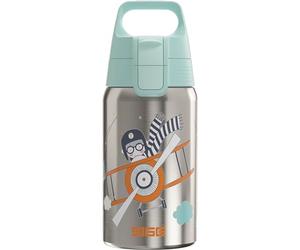 Sigg - Gourde Enfant En Acier Inoxydable - Shield One Pilot - Pour l'École et le Sport - Convient Aux Boissons Gazeuses - Étanche & Légère - Sans BPA - Inox Motif Avion - 0,5L