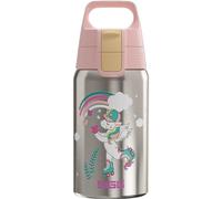 Sigg - Gourde Enfant En Acier Inoxydable - Shield One Uni Skate - Pour l'École et le Sport - Convient Aux Boissons Gazeuses - Étanche & Légère - Sans BPA - Inox Motif Licorne en Rollers - 0,5L