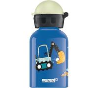Sigg - Gourde Enfant En Aluminium + Bouchon Phophorescent - KBT Glow Build It - Pour l'École et le Sport - Étanche & Légère - Sans BPA - Certifiée Neutre En CO2 - Bleu Motif Construction - 0,3L