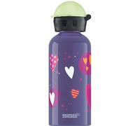 Sigg - Gourde Enfant En Aluminium + Bouchon Phophorescent - KBT Glow Heartballoons - Pour l'École et le Sport - Étanche & Légère - Sans BPA - Certifiée Neutre En CO2 - Violet Motif Coeurs - 0,4L