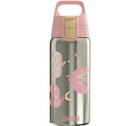 Sigg - Gourde Enfant Isotherme - Shield One Therm Fly Away - Convient Aux Boissons Gazeuses - Étanche - Passe Au Lave Vaisselle - Pour l'École - Sans BPA - Acier Inox - Effet Brossé - Oiseaux - 0,5L