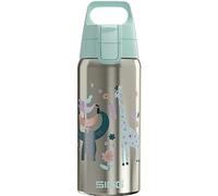 Sigg - Gourde Enfant Isotherme - Shield One Therm Jungle - Convient Aux Boissons Gazeuses - Étanche - Passe Au Lave Vaisselle - Pour l'École - Sans BPA - Acier Inox Effet Brossé - Animaux - 0,5L