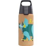 Sigg - Gourde Enfant Isotherme - Shield One Therm Rawsome - Convient Aux Boissons Gazeuses - Étanche - Passe Au Lave Vaisselle - Pour l'École - Sans BPA - Acier Inoxydable - Marron - Dinosaure - 0,5L