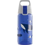 Sigg - Gourde Enfant - Viva One Blue Whale - Convient Aux Boissons Gazeuses - Étanche - Lavable Au Lave-Vaisselle - Sans BPA - Pour École & Sport - Bleu Motif Baleines - 0,5L