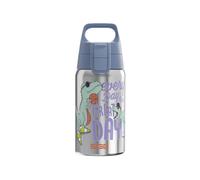 SIGG - Gourde Enfant En Acier Inoxydable - Shield One Great Day - Pour l'École et le Sport - Convient Aux Boissons Gazeuses - Étanche & Légère - Sans BPA - Inox Motif Dinos Basketteurs - 0,5L