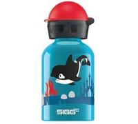 Sigg - Gourde Enfant En Aluminium - KBT Orca Family - Pour l'École et le Sport - Étanche & Légère - Sans BPA - Certifiée Neutre En CO2 - Bleu/Bouchon Rouge Motif Orque - 0,3L