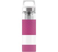 Sigg Hot & Cold Glass, Gourde en Verre avec Isolation Double paroi et Protection en Silicone, 0, 4 L, sans BPA, Rose Gourde en Verre avec Isolation Rose
