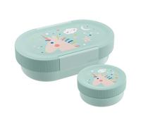 SIGG Lumo Unistar - Boîte à déjeuner pour enfant avec boîte supplémentaire - Boîte à déjeuner légère licorne - 2 en 1 - Sans BPA - Bleu clair - 0,8 l