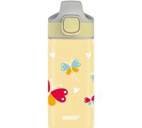 SIGG – Gourde enfant Miracle Butterfly – Paille alu, étanche, sans BPA – Jaune clair 0,4 L