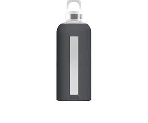 SIGG Star Bouteille d'eau (0.5 L / 0.85 L), Gourde hermétique sans substances nocives, Bouteille en verre résistante à la chaleur avec enveloppe en silicone souple