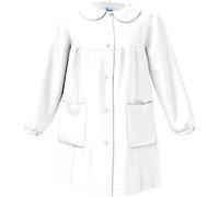 siggi Happy School Tablier d'école pour fille, blanc, sans broderie, personnalisable avec boutons, col blanc. (6 ans - 116 cm)