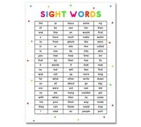 Sight Words Learning Poster - Set of 100 High Frequency Words Chart, Classroom Wall Art for Kindergarten, Preschool & Homeschool(Framed,08x12inch(20x30cm))