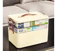 Sightday Boite Pharmacie,3 Couches Boite Medicaments Rangement,Polyvalent Rangement Medicament,Poignée,Boite Medicament Utiliser Un Bureau D'école Familiale(crème)