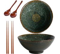 Sightday Lot de 2 bols à nouilles en céramique de 1200 ml pour pâtes, collations, soupes, salades, céréales (vert) avec cuillères à ramen et baguettes