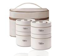 Sightday Lot de 4 boîtes à déjeuner thermiques en acier inoxydable avec sac, récipient isotherme pour nourriture, anti-fuite pour la maison, le bureau, les pique-niques (beige-2 x 440 ml et 2 x 600 ml