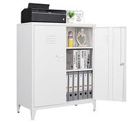 Sightlife Armoires de Bureau,Placard Polyvalent, Verrouillable, Meuble de Rangement en Acier,pour Bureau, Maison, école, Cuisine, Garage, Armoire Murale à Outils, 2 Portes Blanc