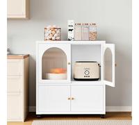 Sightlife Buffet de Cuisine，Meuble de Rangement, Commode, Armoire Cuisine, Fermeture Magnétique,Étagères Réglables, Convient pour Cuisine, Salle à Manger, Entrée, Salon, 80 x 40 x 90 cm (Blanc)