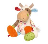 Sigikid 42839 Peluche Vache Patchwork Sweety Doudou pour Jouer et câliner en mélange de matériaux Doux pour bébés et Enfants, garçons et Filles de 0 Mois à 8 Ans, Multicolore/Vache 30 cm