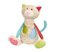 Sigikid 42842 Peluche Chat Patchwork Sweety Doudou pour Jouer et câliner en mélange de matériaux Doux pour bébés et Enfants, garçons et Filles de 0 Mois à 8 Ans, Multicolore/Chat 30 cm