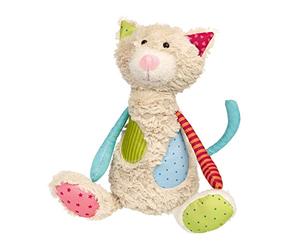 Sigikid 42842 Peluche Chat Patchwork Sweety pour Jouer et câliner en mélange de matériaux Doux pour bébés et Enfants, garçons et Filles de 0 Mois à 8 Ans Multicolore/Chat 30 cm