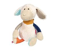 Sigikid 42856 Peluche Mouton Patchwork Sweety Doudou pour Jouer et câliner en mélange de matériaux Doux pour bébés et Enfants, garçons et Filles de 0 Mois à 8 Ans, Multicolore/Mouton, 35 cm