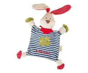 Sigikid Doudou lapin vert avec nom brodé bleu, taille unique