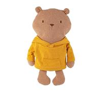 Sigikid - 52903 - Doudou ours en flanelle Mister O'Lui, sweat à capuche jaune, 34 cm