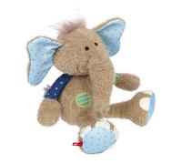 Sigikid 42962 Peluche éléphant Bleu Patchwork Sweety Doudou pour Jouer et câliner en mélange de matériaux Doux pour bébés et Enfants, garçons et Filles de 0 à 8 Ans, Multicolore/éléphant 26 cm