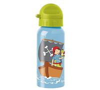 SIGIKID Gourde Sammy Samoa en acier inoxydable, anti-fuite, sans BPA, robuste, légère, bouchon à vis, démontable, facile à nettoyer, pour enfants de 3 à 8 ans, référence 25290, pirate/bleu-vert, 400