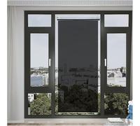 Sigle Way Mirror & Perspective Roller Shade Blid, Suctio Cups O Drillig Su Blockig Reflective Widow Curtai, Noir - Argent, Onecolor, 43x150cm/17x59in