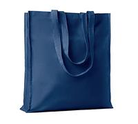 Siglo XXI Publicidad Sac en coton avec soufflet. Taille 38 x 9 x 42 cm. Lot de 10 pièces. Grammage 140 g/m2. Poignées longues renforcées. Shopping, Cadeaux, Foires, Mariages, Détaillants (bleu marine