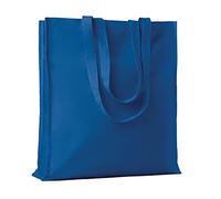 Siglo XXI Publicidad Sac en coton avec soufflet. Taille 38 x 9 x 42 cm. Lot de 10 pièces. Grammage 140 g/m2. Poignées longues renforcées. Shopping, Cadeaux, Foires, Mariages, Détaillants. (Bleu Royal